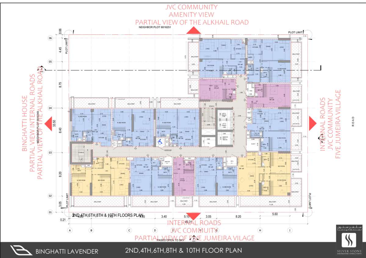 2nd, 4th, 6th, 8th , 10th Floor Plan